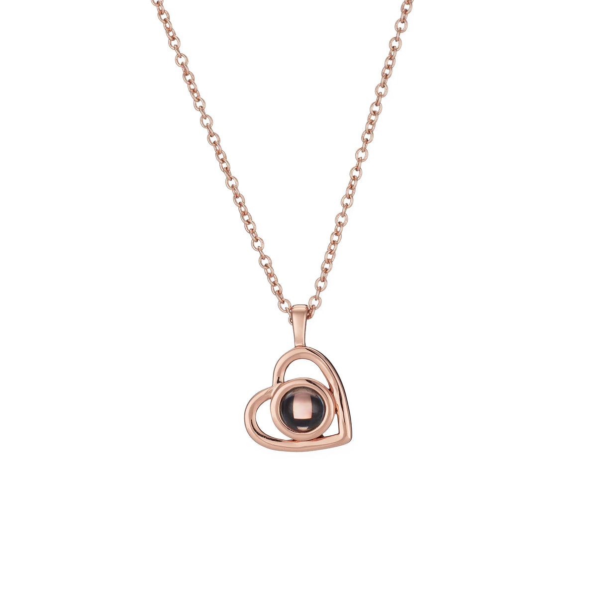 Collier photo personnalisé cœur – or rose