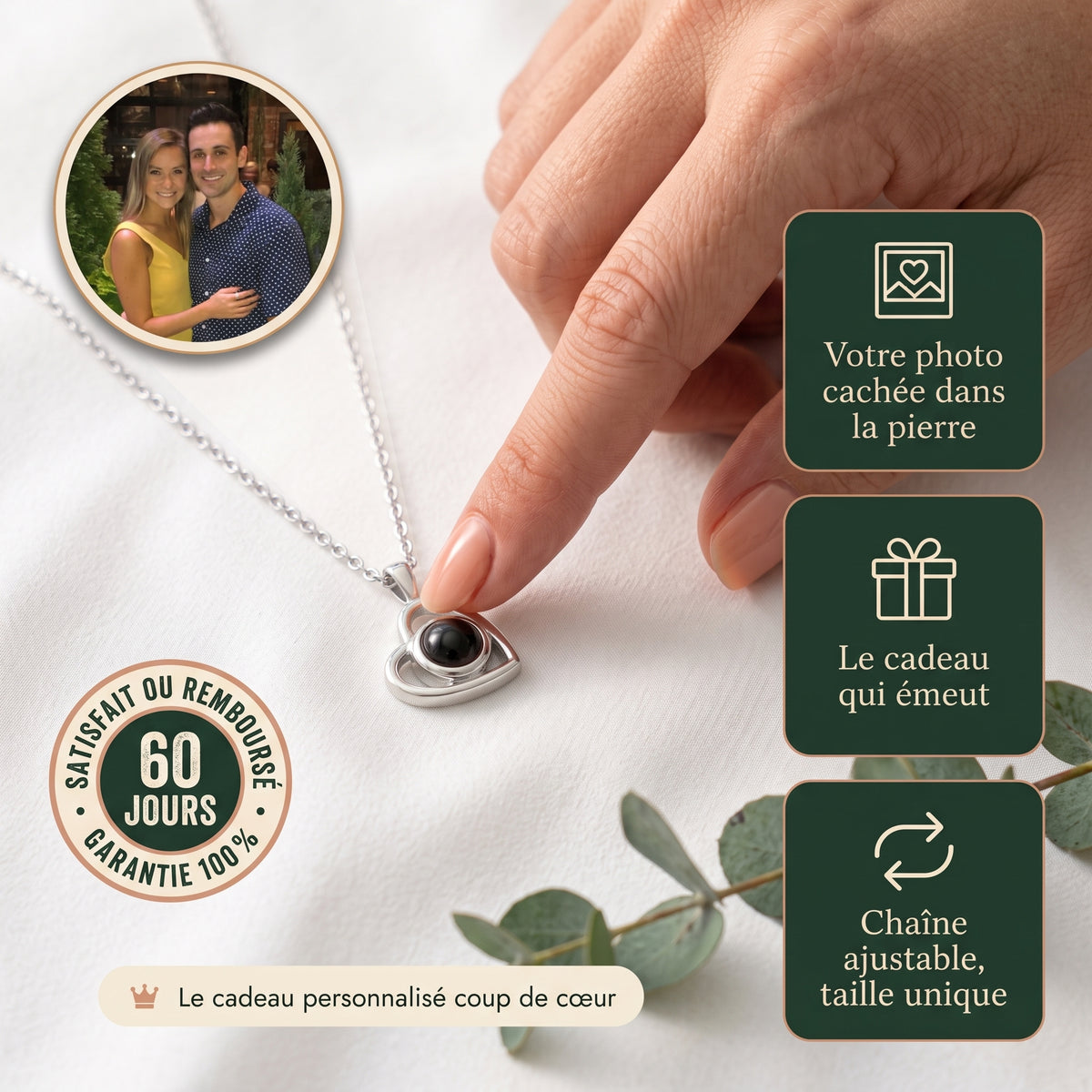 Collier Photo Personnalisé – Pendentif Cœur