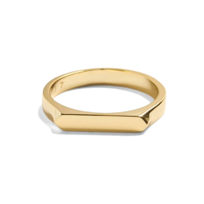 Bague barre gravée personnalisée en or