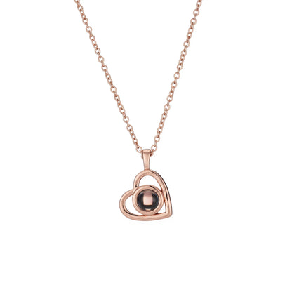 Collier photo personnalisé cœur – or rose